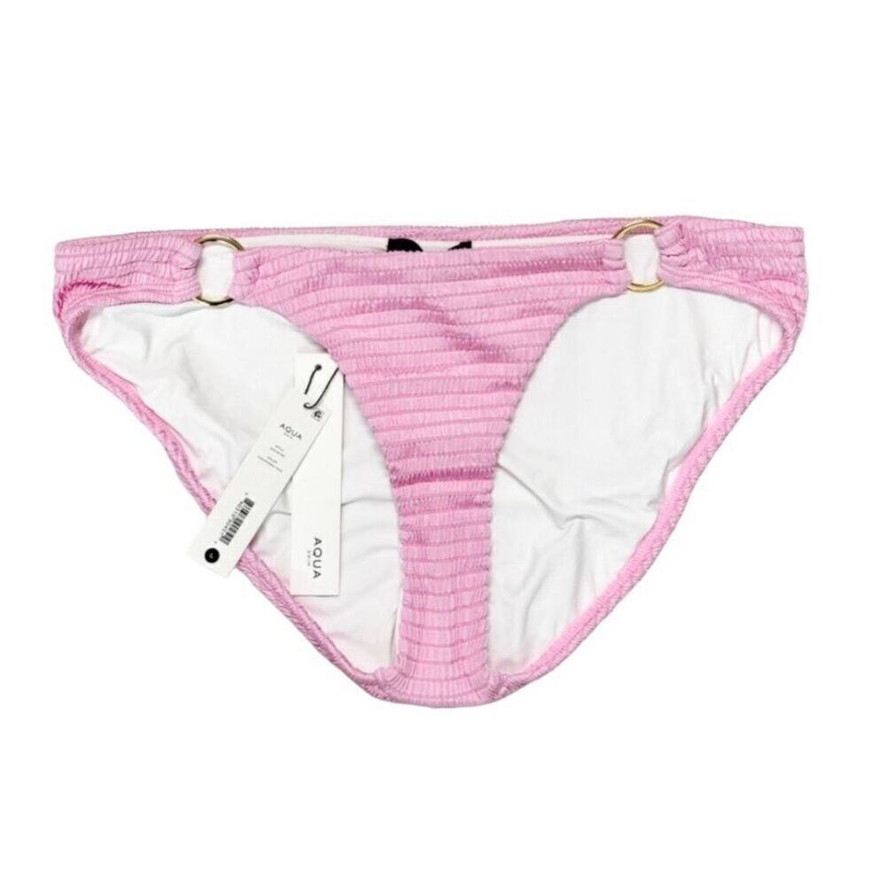 AQUA‎ Ribbed Bikini Bottom Swimwear in Pink Size Large NEW